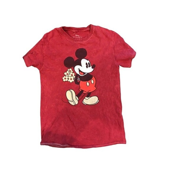 Disney Other - Juniors Small Mickey Mouse T-shirt Disney Red Short Sleeve crew neck